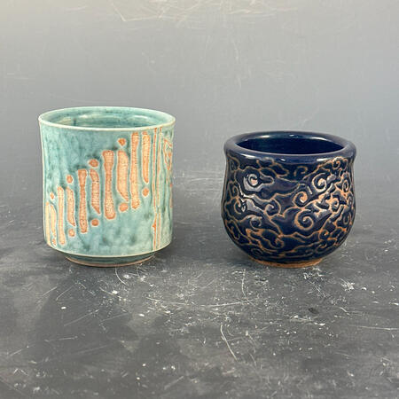 Blue Batik Patterned Tea Cups