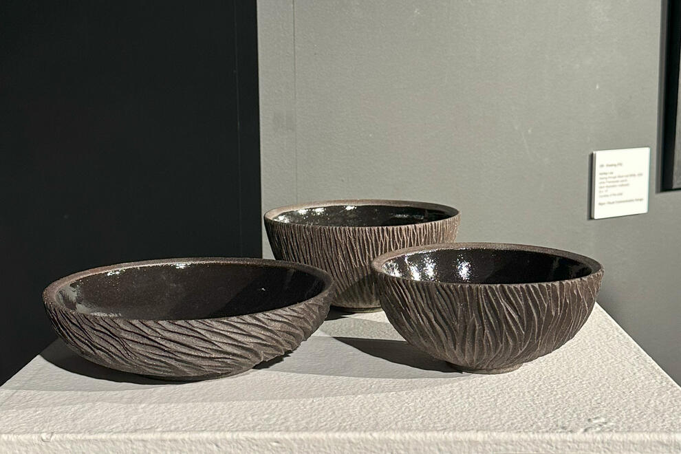 Carved bowls displayed at CPP's 2024 Poly Kroma show